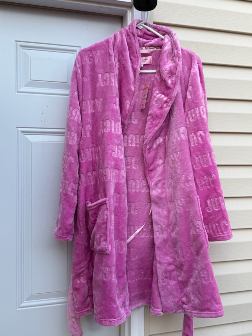 Pink Plush Bathrobe Jacket - Juicy Couture Style L/XL NWT